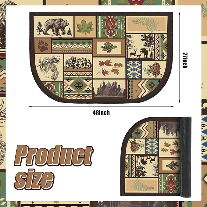 Demissle Cabin Fireplace Hearth Rug Fireplace Mats Cabin Southwestern Fireproof Rug Fire Resistant Mat for Wood Stove Floor for Kitchen Indoor Outdoor(27 x 48 Inch,Nostalgic)