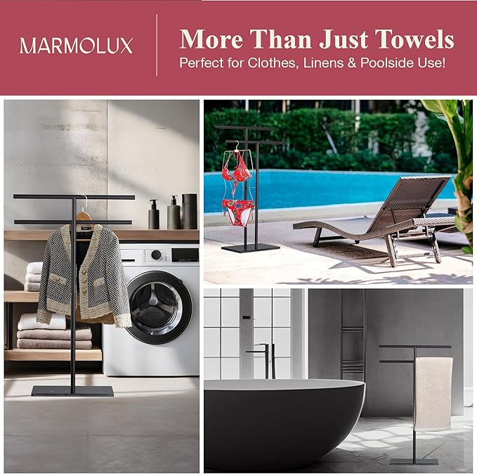 Towel Stand – Freestanding Towel Rack for Bedroom & Bathroom, Heavy-Duty Towel Drying Rack with Sturdy Base, Stylish Modern Free Standing for Spa & Home 1.6'x2.7'x0.7'