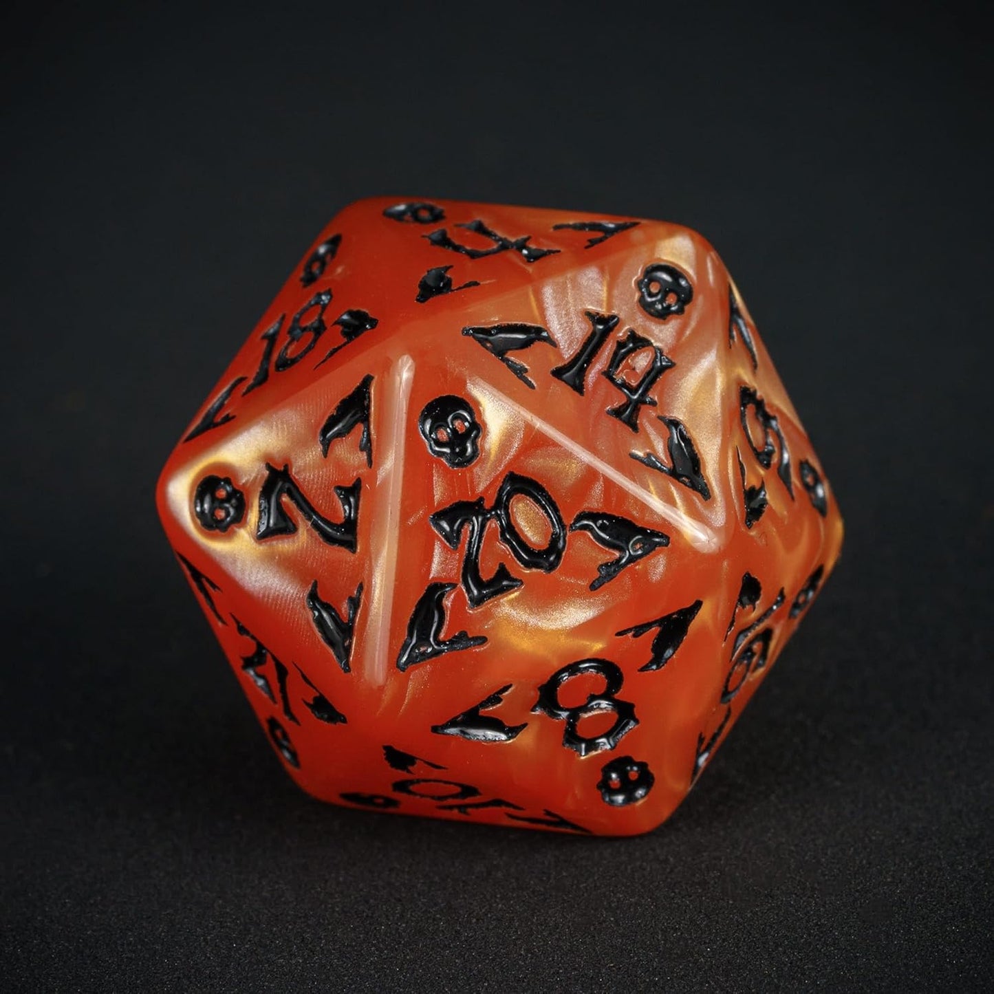 7-Die DND Dice Set Halloween Pattern Polyhedral Die Set with Leather Bag, Skull Dice D&D Die for RPG Table Games (Halloween Pattern-Orange/Black Number)