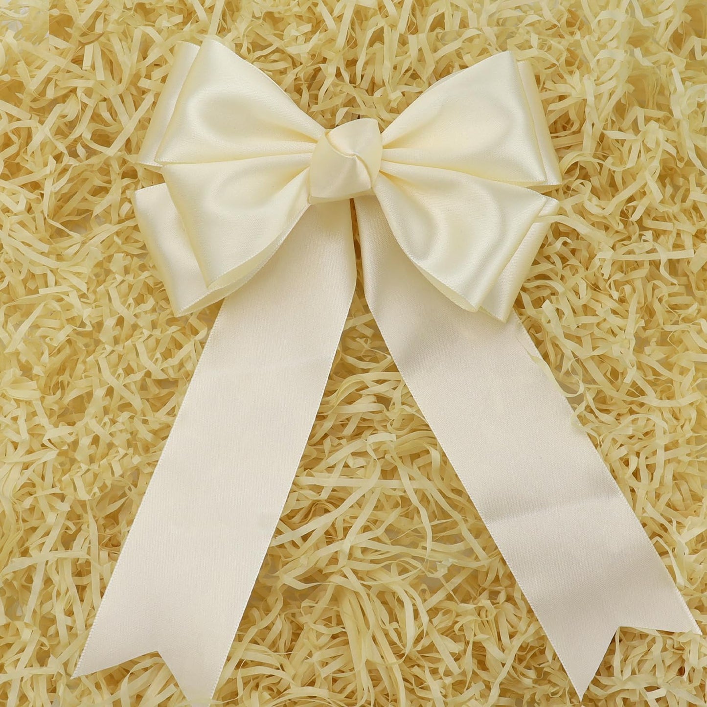 Rice White Solid Satin Ribbon 2 Inch 25 Yards Solid Polyester Fabric Ribbon for Gift Wrapping Wedding Christmas Baby Shower Birthday Party Decoration Handmade Immortal Flower Craft