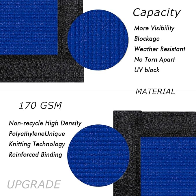 UPGRADE Privacy Screen 4' x 50' Fence Commercial Shade Cover with Brass Grommets Heavy Duty Perfect for Outdoor Back Yard, Blue, Customizable