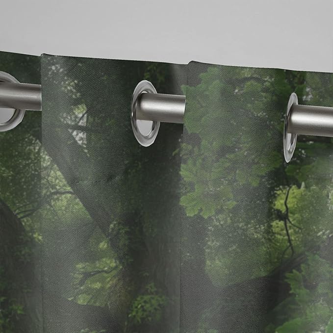 Nature Theme Outdoor Curtains for Patio Waterproof,Forest Pattern,Privacy, Grommet Curtains for Patio, Pergola, Porch, Deck, Lanai, and Cabana,Set of 2 Panels,42 x 84 inch,Green