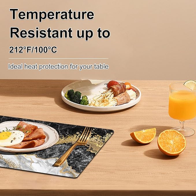 Placemats Set of 4 - Faux Leather Heat Resistant Placemats for Dinner Table, Non-Slip Waterproof Oil-Proof Washable Reusable Placemat for Indoor Outdoor Kitchen Decor, 15.75In*11.81In