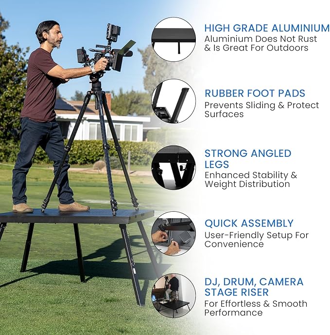 16'x24' MyStage 24 Portable Stage -Performance Floor Versatile Platform Modular System Stage - DJ, Drum, Camera Stage Riser -Compact & Stable, Easy to Carry, Assemble & Transport