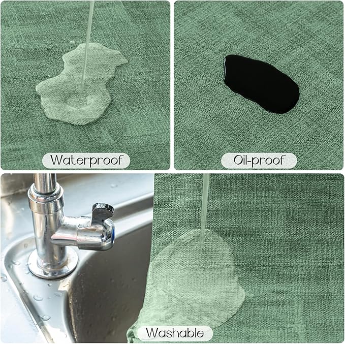 Romanstile Reversible Vinyl Placemats Set of 4, Faux Leather 100% Waterproof Oil-proof Wipeable Place Mats, Heat Resistant Dual Sided Table Mats for Kitchen/Dining/Party (Grey DarkGreen, 12 x 17 Inch)