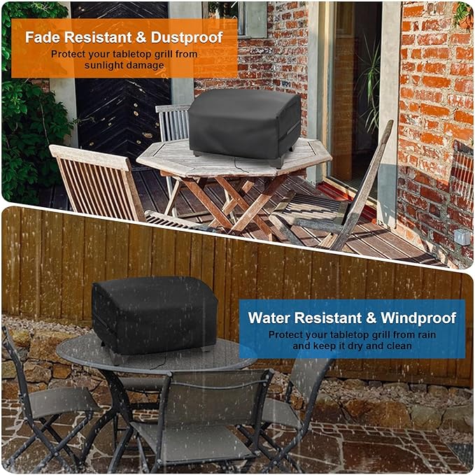 Tabletop Grill Cover for Cuisinart CPG-256 & CGG-306 Portable Electric Smoker, 8-in-1 Portable Wood Pellet Grill Cover for NXR 3 Burner Gas Grill, Waterproof Dustproof Cover for Grill Smoker