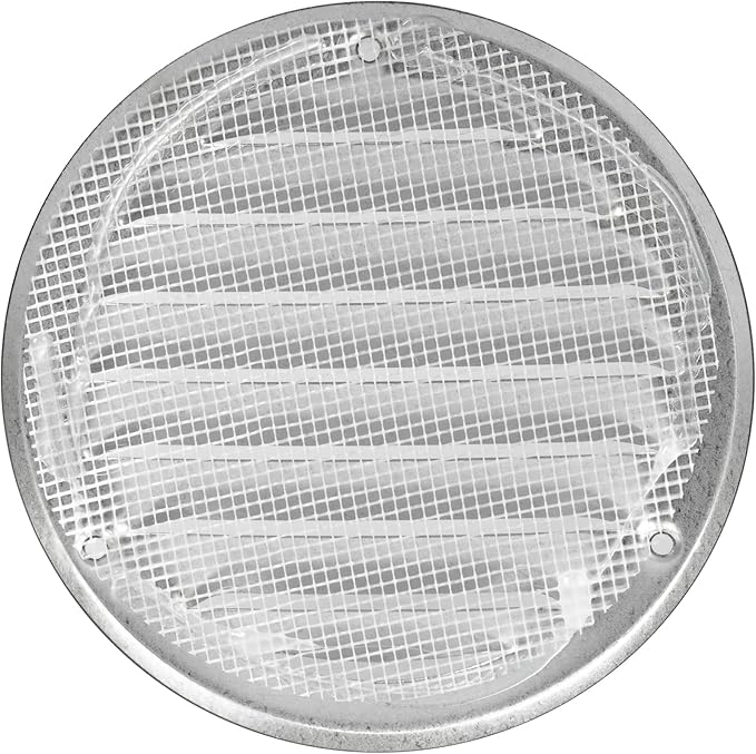 Repa Market 4 Inch (Opening Dimensions) Round Air Vent Cover/White Galvanized Steel Louvered Grill Cover with Mesh Screen/Wall or Ceiling Vent/HVAC Register for DIY Home Improvement