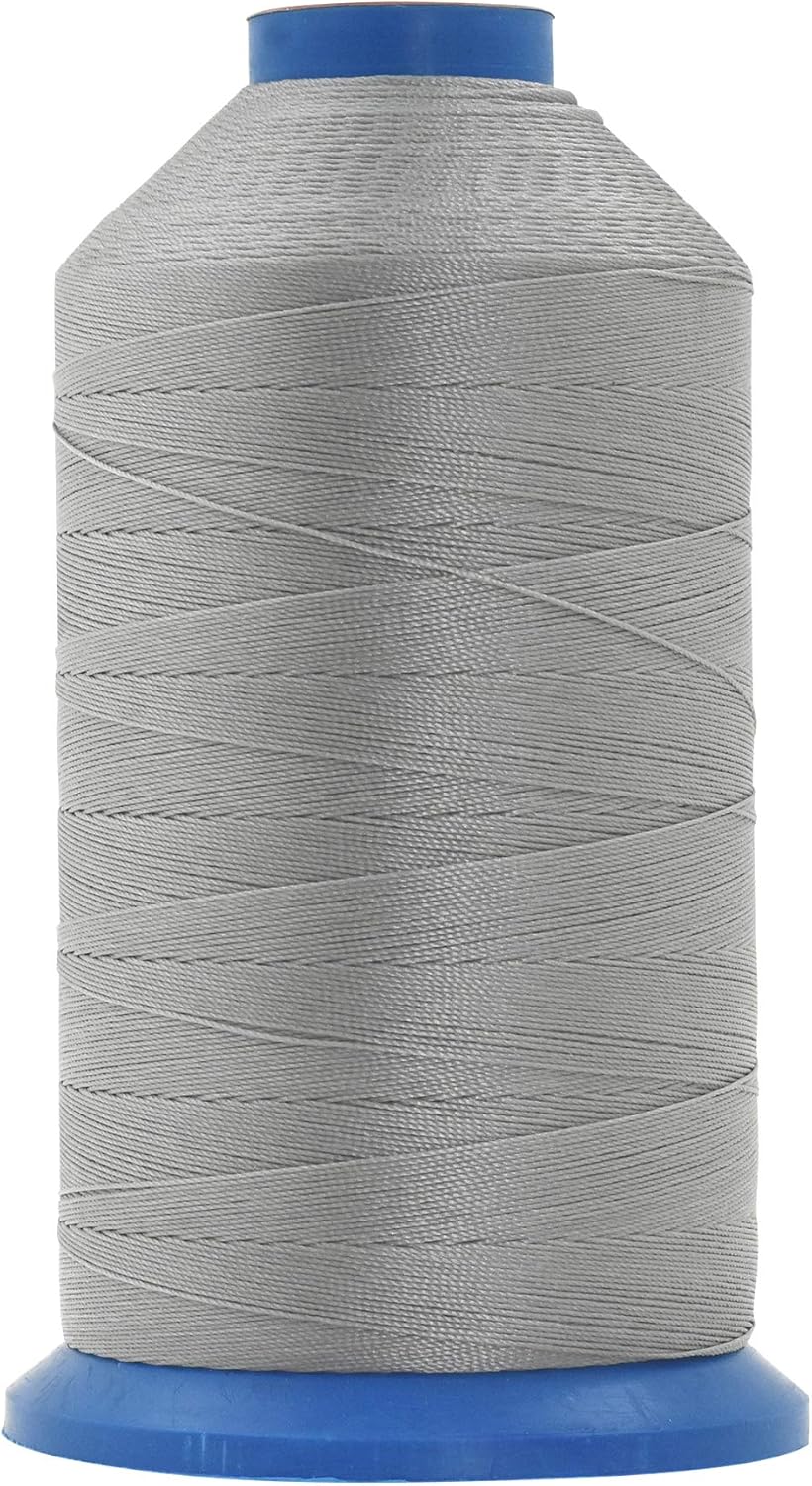 Mandala Crafts Bonded Nylon Thread Gray Heavy Duty Sewing Threads - 1100 YDs Size 92 280D T90 Tex 90 Thread for Leather Jeans Weaving Outdoor Marine Upholstery Threads