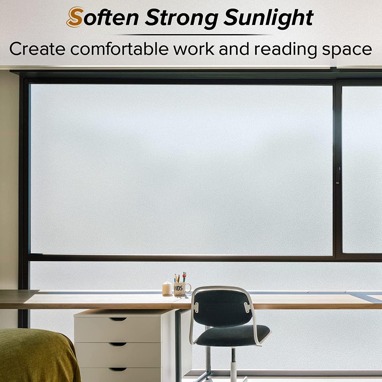 rabbitgoo Window Privacy Film, Frosted Glass Window Clings, Static Cling UV Heat Blocking Door Stickers for Home Bathroom, Removable Indoor Decal Coverings Day and Night, Pure, 35.4 x 78.7 Inches