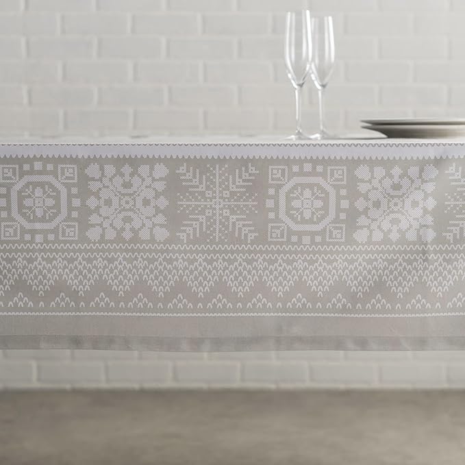 Maison d' Hermine Table Cloth Square Table 100% Cotton 54 x 54 Inches Fall Tablecloth Reusable Everyday Use for Thanksgiving Christmas Decorations Dining Farmhouse Party (Cozy Christmas)