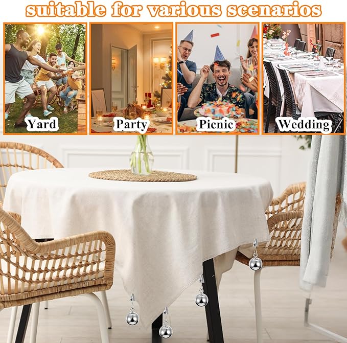 12 Pcs Heavy Duty Tablecloth Weights Spherical Stainless Steel Balls with Clips for Outdoor Tables, Curtains, Flags