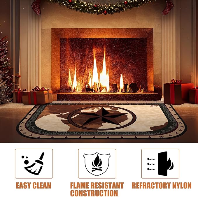 Demissle Cabin Fireplace Hearth Rug Fireplace Mats Cabin Southwestern Fireproof Rug Fire Resistant Mat for Wood Stove Floor for Kitchen Indoor Outdoor(24 x 36 Inch,Classic)
