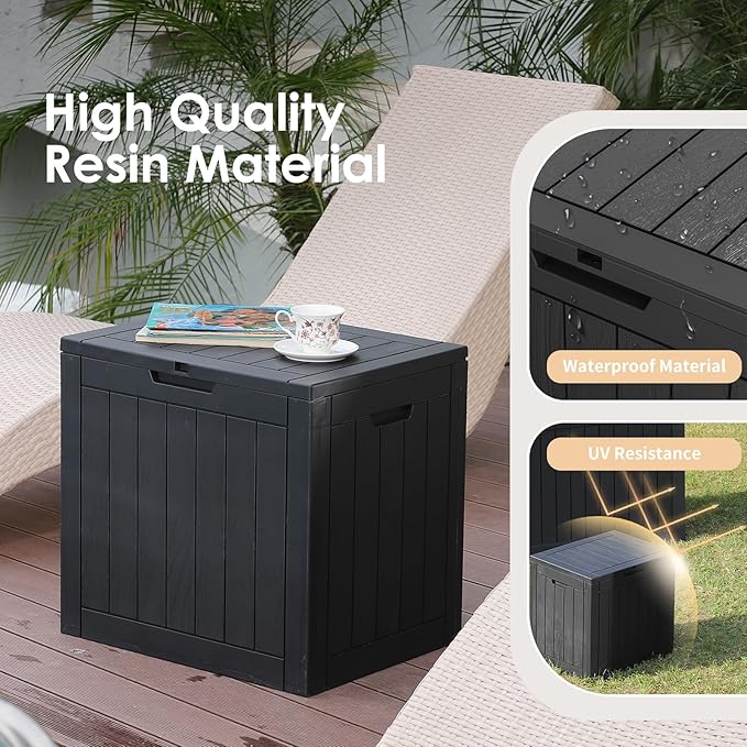 Resin Deck Box - 30 Gallon Lockable Outdoor Storage, Water-Resistant Indoor/Outdoor Bin for Package Delivery, Patio Cushions, Gardening Tools