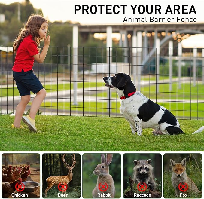 Black PVC Coated Welded Wire Fence 24 Inch x 50 Foot, 2 x 3 Inch 16GA Garden Border Fencing Roll Metal Wire Mesh Animal Barrier Fence for Yard Plant Vegetable Protection Dog Poultry Netting