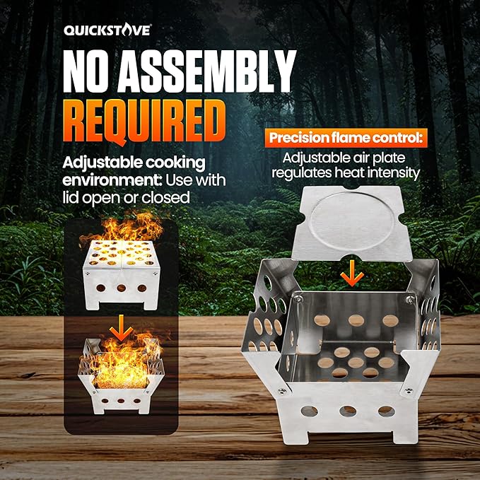 Portable Stove Kit with Camping Pot & 2 Fire Starters, Lightweight Stainless Steel Wood Burning Stove for Emergency Preparedness, Survival Supplies, Camping Gear & Outdoor Cooking