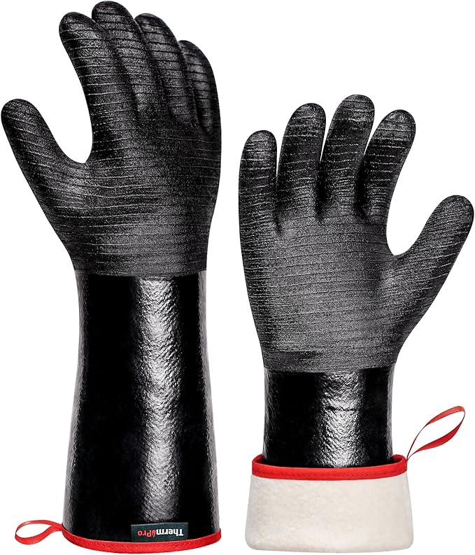 ThermoPro 932°F Heat Resistant BBQ Gloves, 14" Waterproof Oven & Grill Gloves, Oil & Slip-Resistant Neoprene Oven Mitts for BBQ, Fire Pit, Rotisserie, Smoker Accessories Gifts for Men and Women