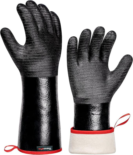 ThermoPro 932°F Heat Resistant BBQ Gloves, 14" Waterproof Oven & Grill Gloves, Oil & Slip-Resistant Neoprene Oven Mitts for BBQ, Fire Pit, Rotisserie, Smoker Accessories Gifts for Men and Women