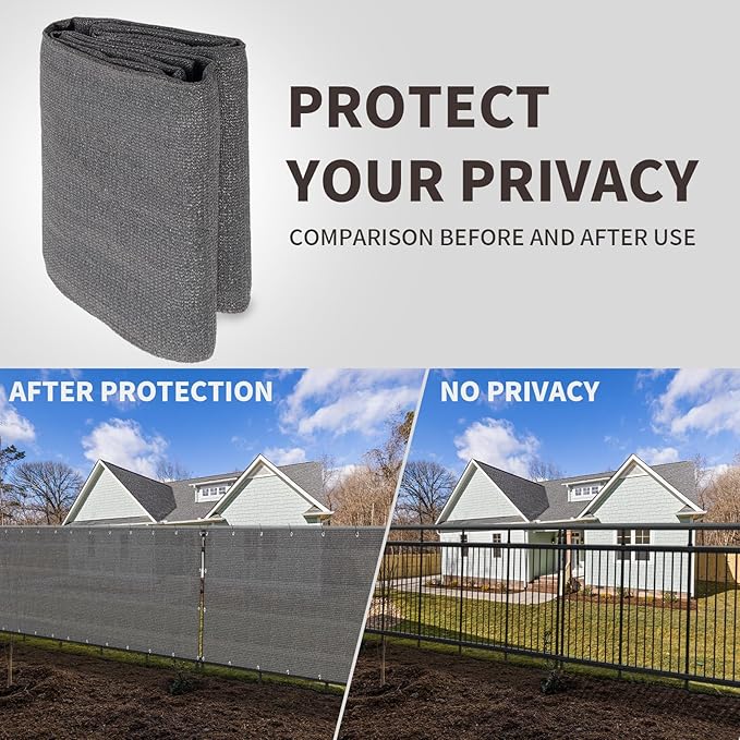 LOVE STORY Custom Size 3.3'x20' Dark Grey Balcony Privacy Screen,UV Block Privacy Fence Screen,90% Shield for Outdoor Pool Garden Apartment Railing