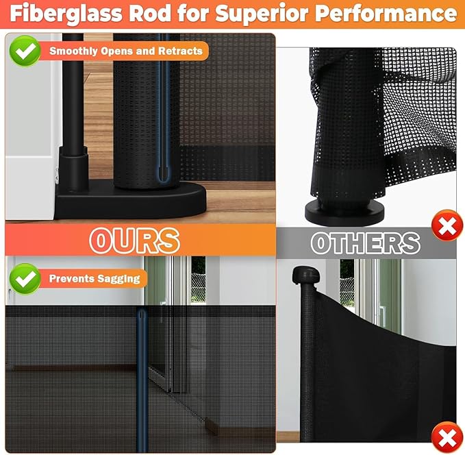 19.7ft Retractable Baby Gates Dog Gate - 236" Extra Wide Expandable Child Safety Gate,37" Tall Toddler Pet Mesh Gate with Reinforced Strips for Doorways,Stairs,Hallways,Outdoor & Indoor Large Openings