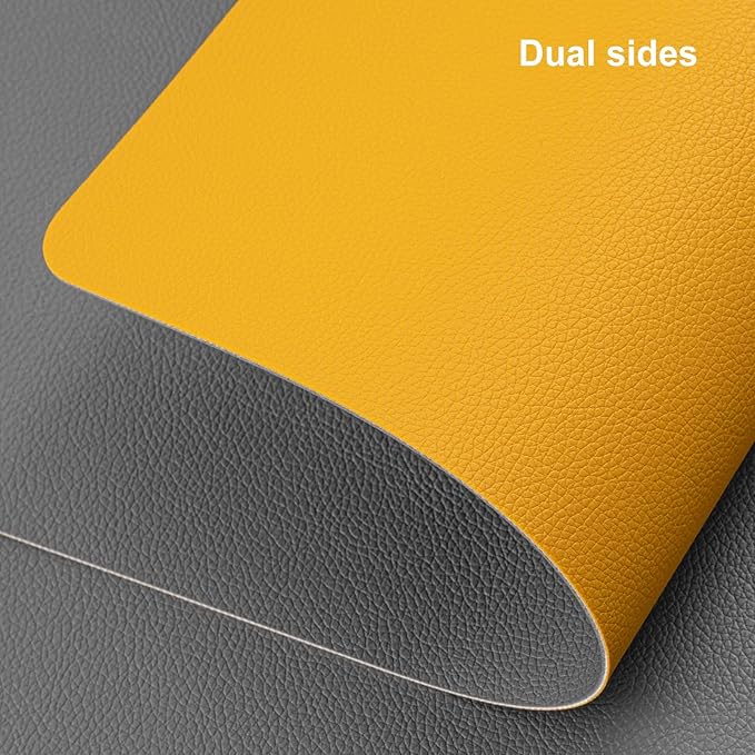 Myir JUN Table Runner Double Sided Vinyl Runner Table 72 Inch Long Runner for Table Washable Waterproof Non-Slip for Home Decorations Gray Yellow,12 x 72 inch