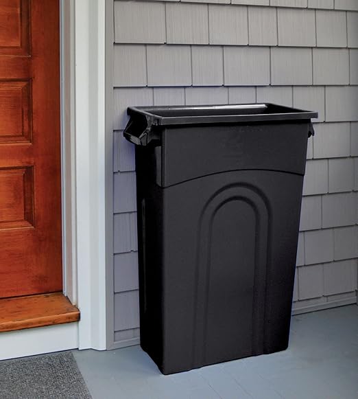 23 Gallon 2-Pack Space-Saving Slim Trash Can with Easy Bag Removal & Integrated Handles for in/Outdoor Use,Black