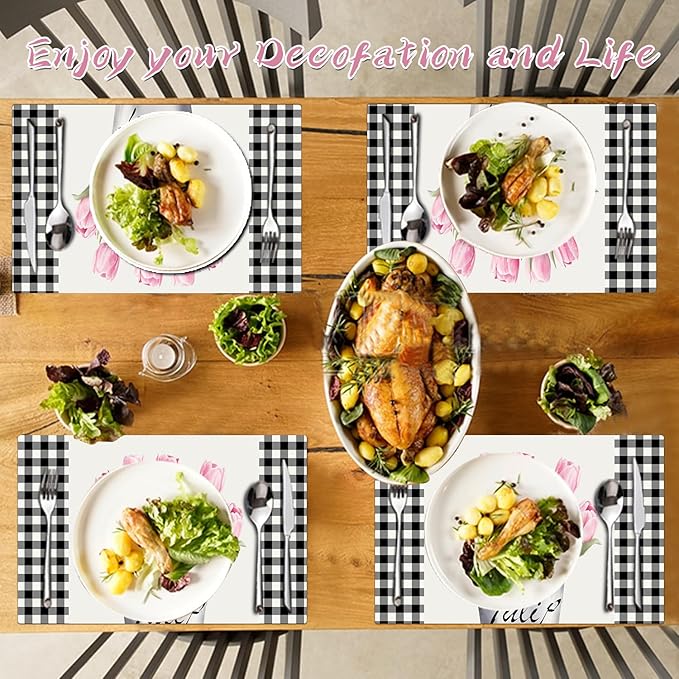 Placemats Set of 4 - Faux Leather Heat Resistant Placemats for Dinner Table, Non-Slip Waterproof Oil-Proof Washable Reusable Placemat for Indoor Outdoor Kitchen Decor, 15.75In*11.81In