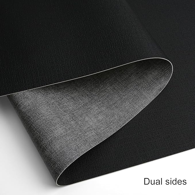 Table Runners 72 Inches Long, Dual-Sided Faux Leather Farmhouse Table Runner Waterproof Heatproof Non-Slip for Living Room Party Home Decor Holiday Decorations(Gray Black, 15 x 72 Inch)