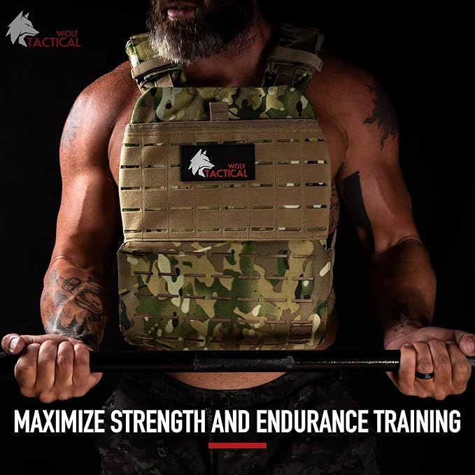 Wolf Tactical Adjustable Weighted Vest for Men & Women - Rucking, Workout, Running, Walking & CrossFit Weight Vest for Strength Training & Fitness