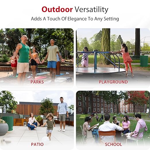 Leisure Craft Heavy-Duty 32 Gallon Receptacle, Portable, Liner Included, Made with Heavy-Gauge Metal and a Durable Thermoplastic Coating, Commercial Outdoor Park Receptacle, Made in The USA