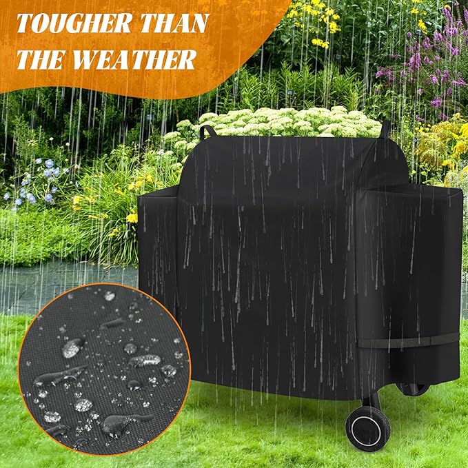 Grill Cover for Traeger Ironwood 885 BAC513 Wood Pellet Smoker Replacement Parts Full Length 600D Waterproof Outdoor BBQ Grills Covers