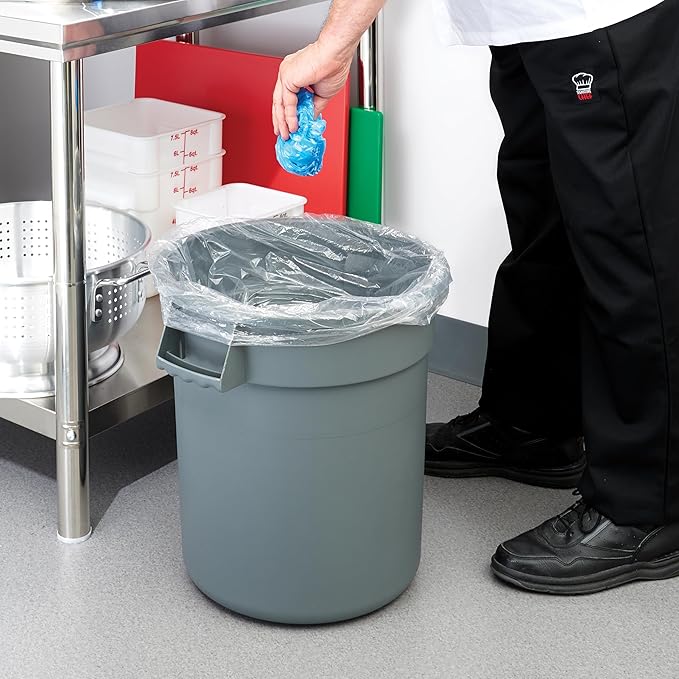 Winco PTC-10G Round Trash Can, 10 Gallon, Plastic, Gray