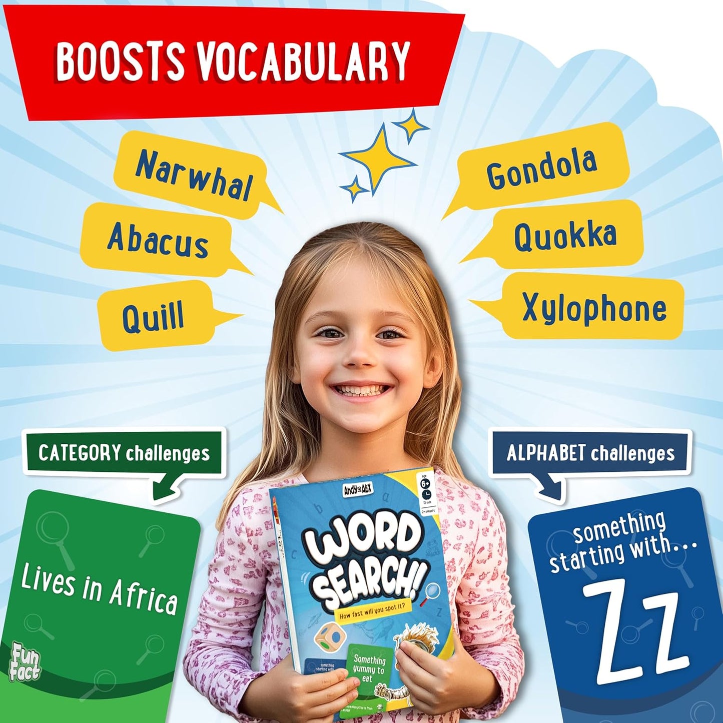 Fun Spot The Word Card Game, for Boys and Girls Who Love Educational Toys and Board Games, for Ages 6,7,8,9