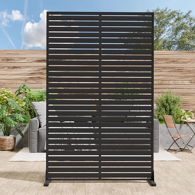 Privacy Fence Screen Outdoor Freestanding Privacy Panel, 72" H×47" W HDPE Decorative Panels with Stand, Room/Garden Divider, Outdoor Privacy Screen for Patio,Deck, Balcony, Pool