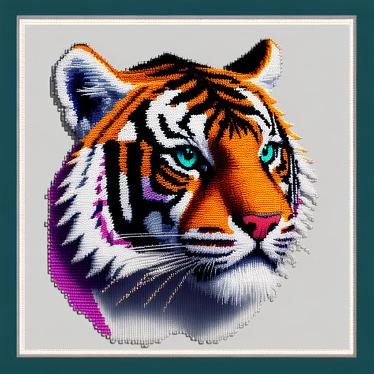 Joyhoor Cross Stitch Kits for Beginners Stamped Cross-Stitch Supplies Needlework preprint Embroidery Kits for Adults DIY Needlepoint Kits Embroidery Patterns 11CT-Colorful Tiger 17.7x17.7 inch