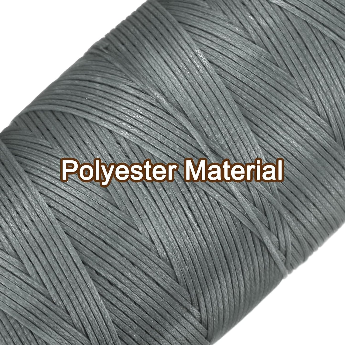 uxcell Leather Sewing Waxed Thread, 284 Yards / 260m 0.8mm 150D Flat Polyester All-Purpose Threads for Leather Crafts, Bookbinding, Grey