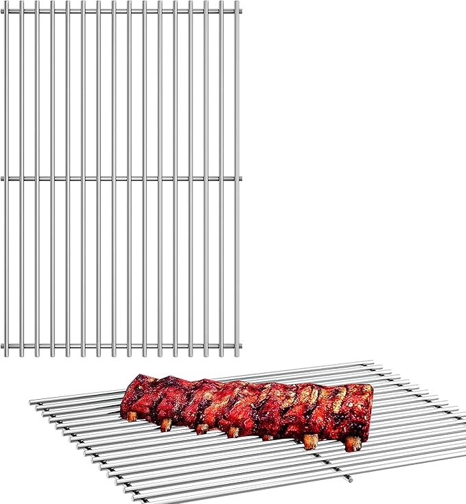17.5" Dx23.8 W Grill Grates Replacement for Weber Spirit E310 Grill Parts,Silver Stainless Steel Grill Grate for Genesis Platinum B/C，2Pack Grill Grates for Genesis 1000-3500 Gas Grills-