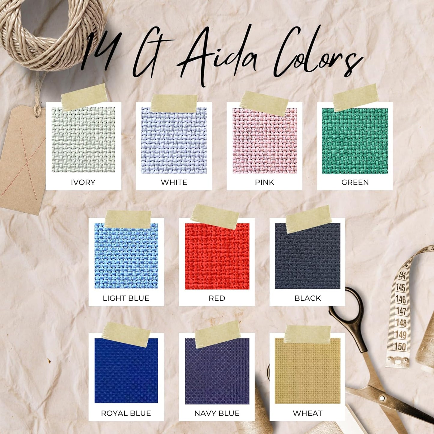 2 Sheets of Navy Blue 14 Count Aida Cloth – 21 x 21 Inch Pre-Cut Fabric Squares – Cross Stitch Fabric – 100% Cotton – Ideal for Needlework & Embroidery – The Knotty Unicorn