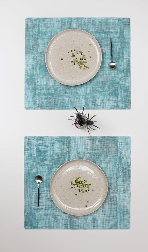 MODERN-TWIST 100% Plastic Free Silicone Tabletop, Dining, Decoration, Modern Design, Placemat Rectangle, Seafoam