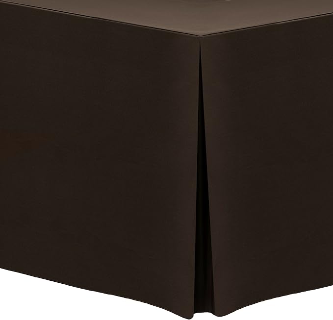 Ultimate Textile -2 Pack- 5 ft. Fitted Polyester Tablecloth - Fits 30 x 60-Inch Banquet and Folding Rectangular Tables - 42" H, Chocolate Brown