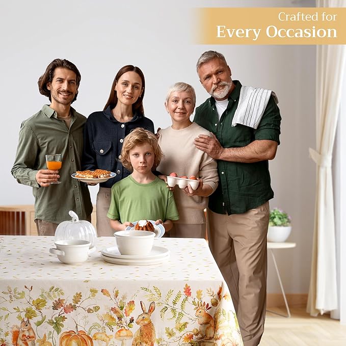 Maison d' Hermine Table Cloth Rectangle Table 100% Cotton 54 x 72 Inches Fall Tablecloth Reusable Everyday Use for Thanksgiving Christmas Decorations Dining Farmhouse Party (Pumpkin Passion)