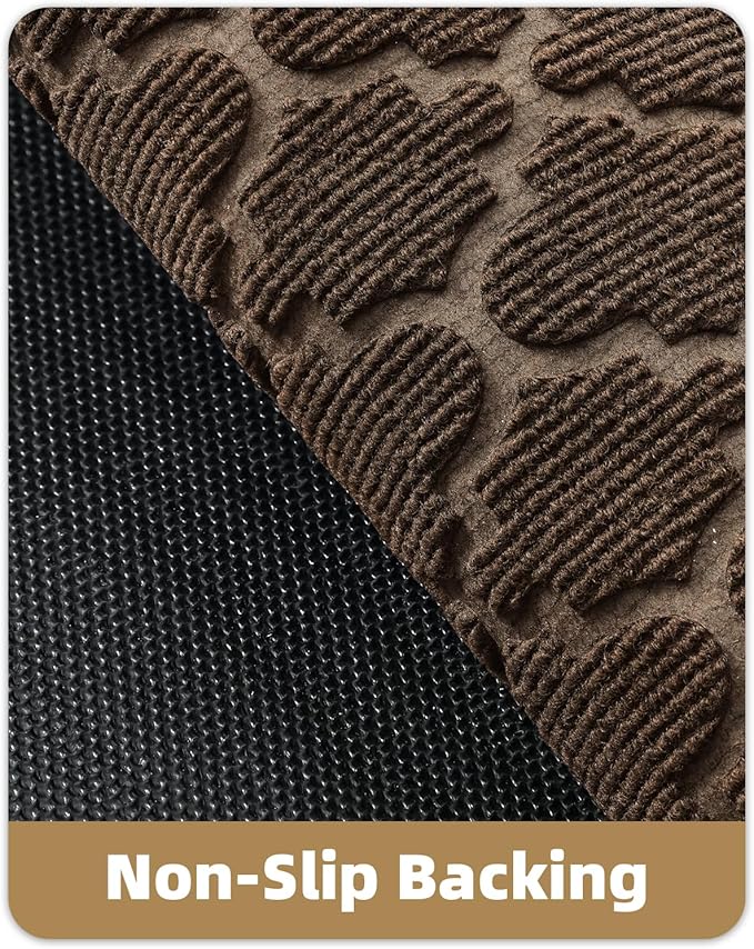 Color&Geometry Large Front Door Mat Outside Entrance, Heavy Duty Non Slip Low Profile Doormat for Entryway, Trap Dirt and Moisture Welcome Mats All-Weather, Easy Clean, Patio, Garage, 36"x60" Brown