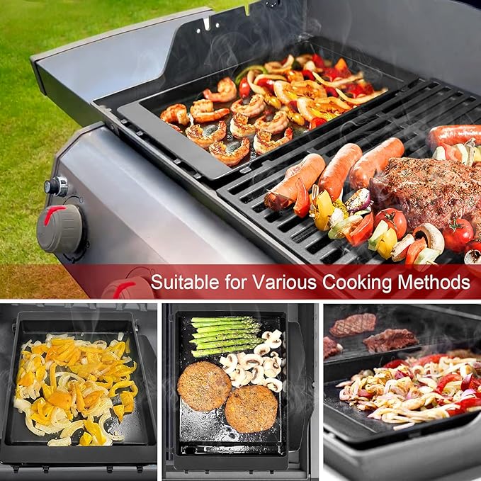 GasSaf 7658 Griddle for Weber Spirit 200 300, Grill Pan for Spirit II E-210 E-310, Grill Griddle for Genesis 1000-5000, Silver B/C, Replacement Parts for Weber 7597 7598 7637 7638 7525 Grates Insert