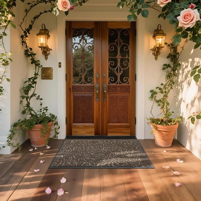 Yimobra Large Door Mat Outside Entrance 47x32, Waterproof Sturdy Outdoor Mats for Front Door, Heavy Duty Non-Slip Doormat for Garage Patio Entryway Indoor, Easy Clean, Brown