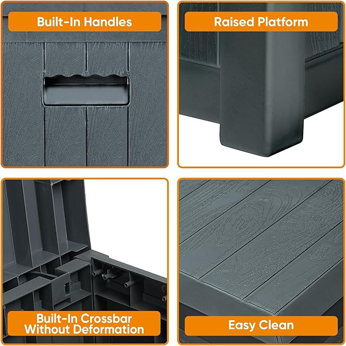 ZYJOYY 51 Gallon Resin Deck Box, Outdoor Storage Box Waterproof for Patio, Garden, Pool, and Deck, Storage Solution for Cushions, Tools, Delivery Packages, Grey