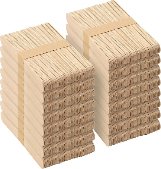 Wooden Craft Sticks, 6 Inch, 1200 Pieces, Jumbo Craft Sticks for Waxing, Stirring, Plant Labels