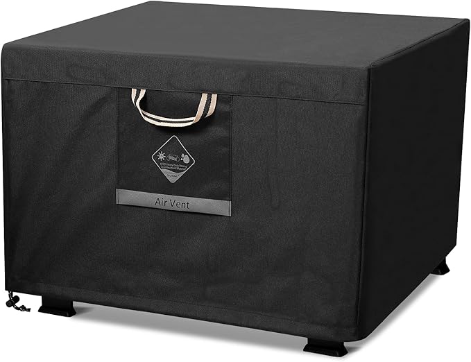 QH.HOME Fire Pit Cover Square Heavy Duty Fabric 100% Waterproof, Fits Outdoor for 29”,30 inch Fire Pit/Table Cover,Gas Fire Pit Cover (30”L x 30”W x 24”H,Black)