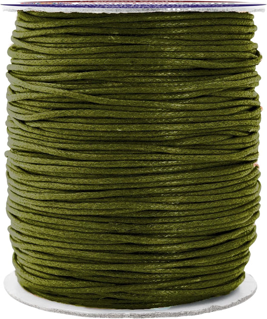 Mandala Crafts 1.5mm 109 Yards Dark Olive Green Cotton Waxed Cord for Jewelry Making Bracelet Cord Waxed String - Beading String Thread Jewelry Cords for Necklaces String