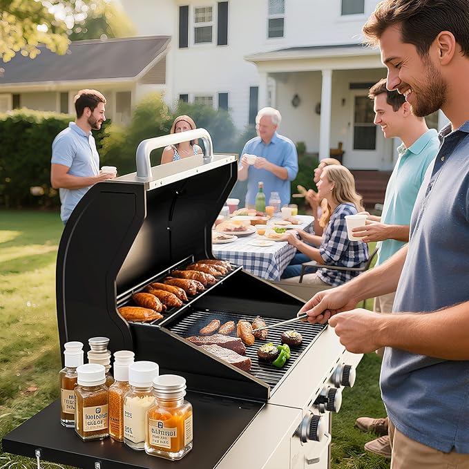 3-Burner Propane Gas BBQ Grill with Side Burner, 40,000 BTU Stainless Steel Propane Grill with Wheels and Storage,Outdoor Cooking Grill for Barbecue, Patio and Camping