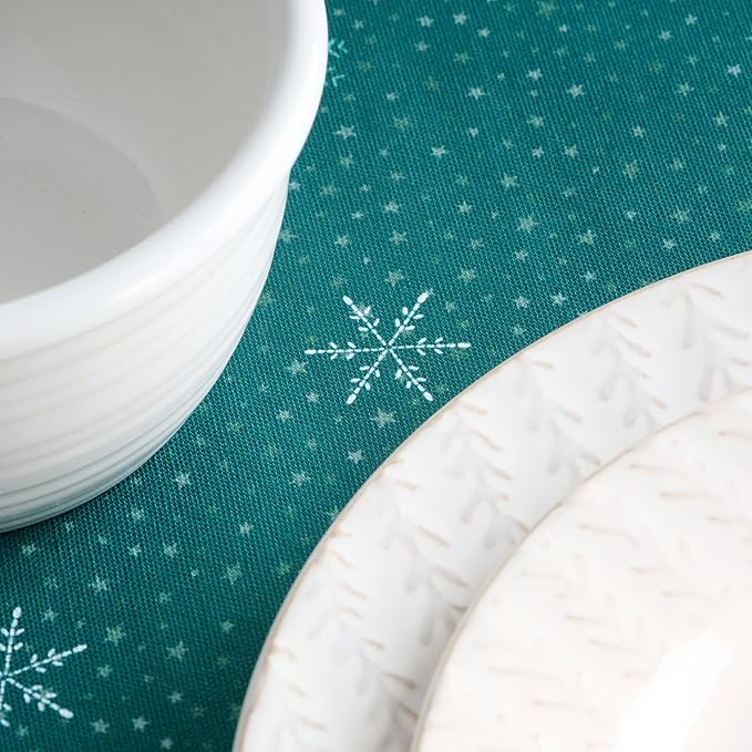 Maison d' Hermine Table Cloth Rectangle Table 100% Cotton 60 x 108 Inches Fall Tablecloth Reusable Everyday Use for Thanksgiving Christmas Decorations Dining Farmhouse Party (Hygge Christmas)