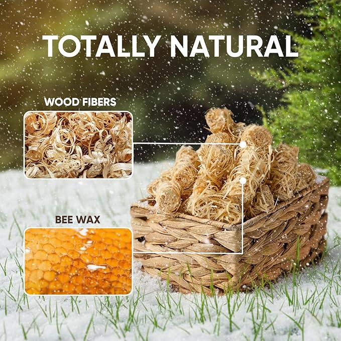 Inflame Fire Starters 70 pcs Fire Starters for Campfires, Grill, BBQ, Fireplace, Woodstove - Charcoal Starter - Waterproof, Weather-Resistant - Natural Wood Fireplace Starters